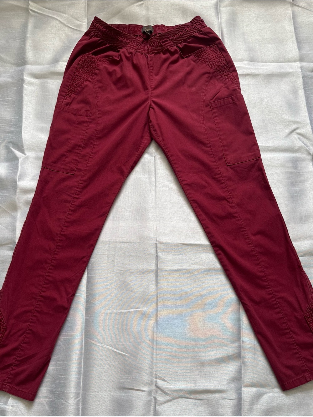 JAANUU Gold Zip Moto Scrub Set Burgundy Wine - Women's Small - Picture 2 of 12